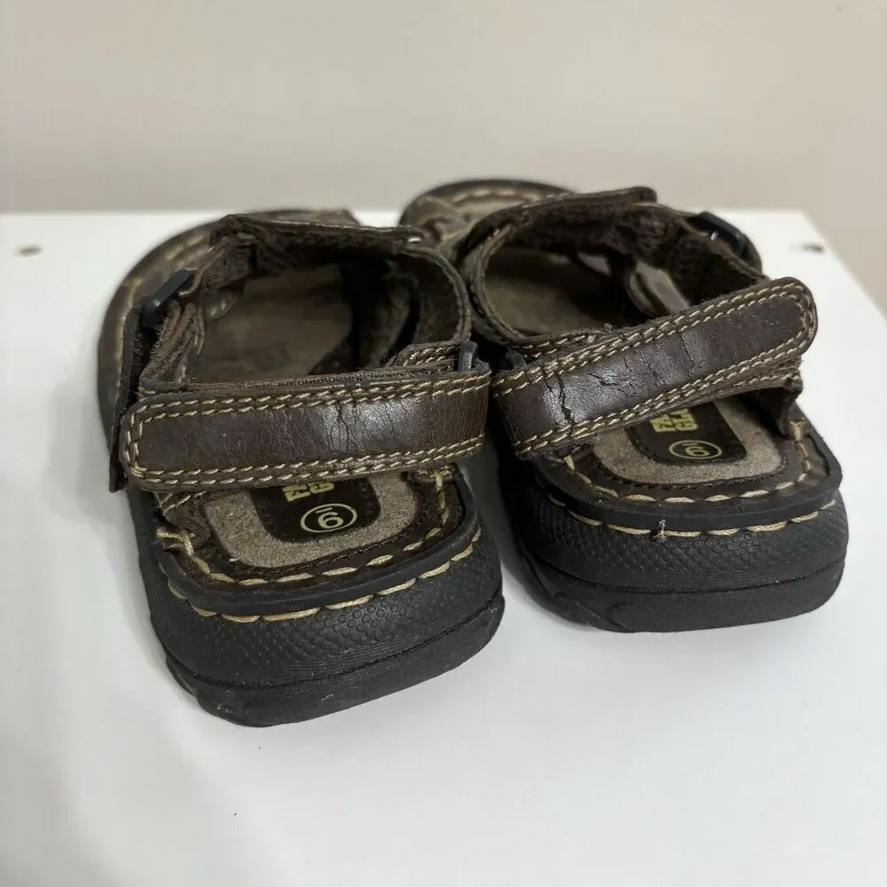 Faded Glory Kids 9 Sandals Brown Y2K Vintage Fisherman Faux Leather Chunky